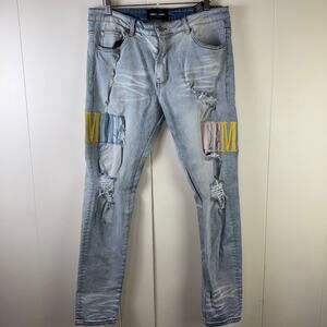 Homme femme distressed jeans‎